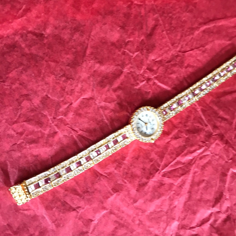 Bling! Pink & Clear jewels quartz watch